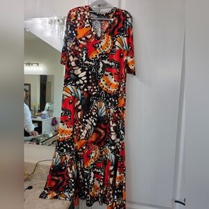 Attitudes by Renee Orange Black Maxi Sundress
